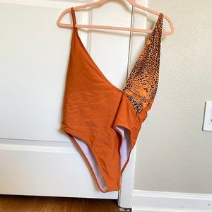Swim Suit; One piece, Cheetah print, Size L